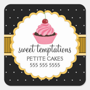 Boulangerie Whimsical Cupcake Stickers Jaune