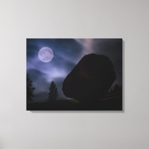 Boulder by Moonlight Yosemite National Park Canvas Afdruk