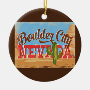 Boulder City Nevada Cartoon Desert Vintage Travel Keramisch Ornament