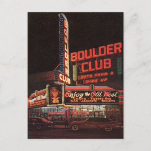 Boulder Club  Vegas Casino Post Kaart Neon