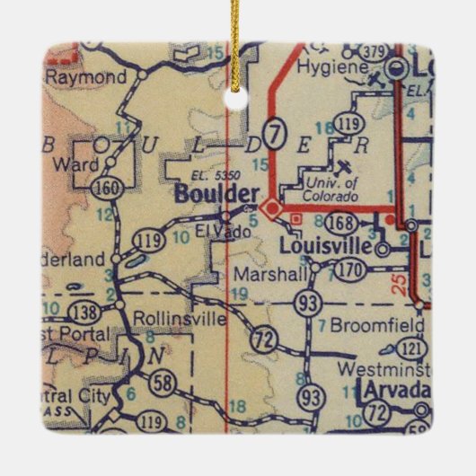 Boulder CO  Map Keramisch Ornament (Achterkant)