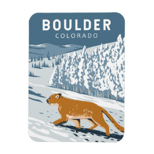 Boulder Colorado Cougar Retro Travel Art Magneet