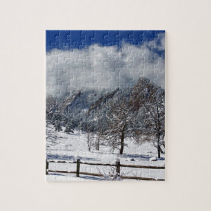 Boulder Colorado Flatirons Snowy Landscape Uitzich Legpuzzel