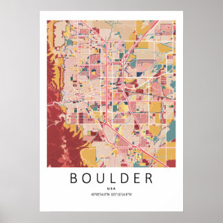 Boulder Colorado Kaartposter | Moderne Stads Muurk Poster