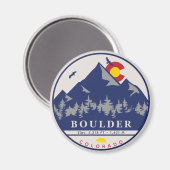 Boulder Colorado Retro Sunset Mountain Souvenirs Magneet (Voorkant / Achterkant)