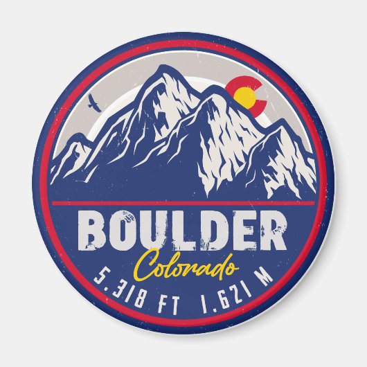 Boulder Colorado Retro Sunset Mountain Souvenirs Magneet (Voorkant)