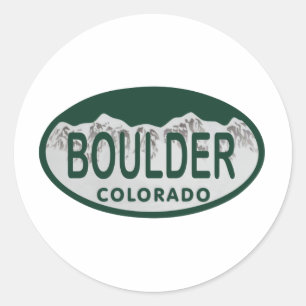 Boulder licence oval ronde sticker