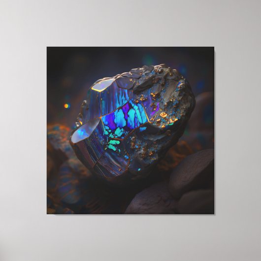 Boulder Opal Ore Macro, Vibrant Gemstone Canvas Afdruk (Voorkant)
