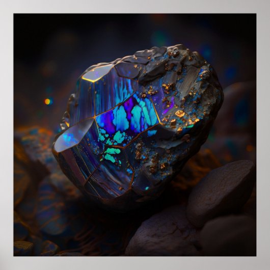 Boulder Opal Ore, Vibrant Gemstone Poster (Voorkant)