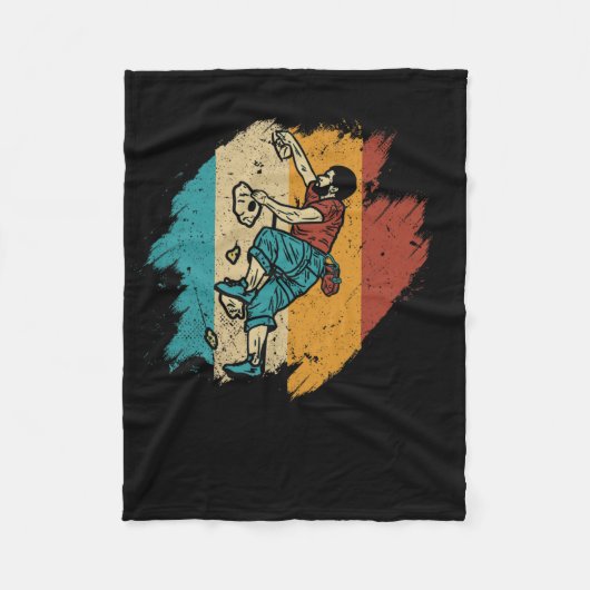 Bouldering Rock Climber Mountain Climbing - Retro Fleece Deken (Voorkant)