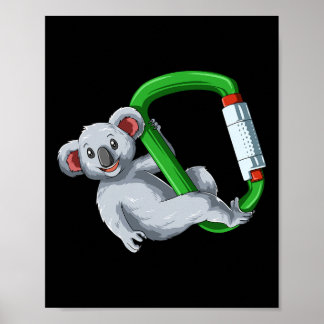 Bouldering Rock Climbing Carabiner Koala  Poster