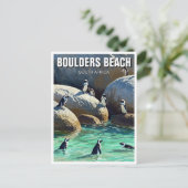 Boulders Beach Pinguins Zuid-Afrika Reizen Briefkaart (Staand voorkant)