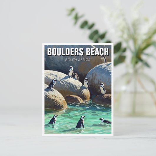 Boulders Beach Pinguins Zuid-Afrika Reizen Briefkaart (Staand voorkant)
