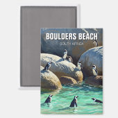 Boulders Beach Pinguins Zuid-Afrika Reizen Magneet (Voorkant / Achterkant)