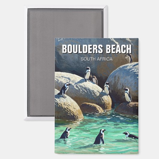Boulders Beach Pinguins Zuid-Afrika Reizen Magneet (Voorkant / Achterkant)