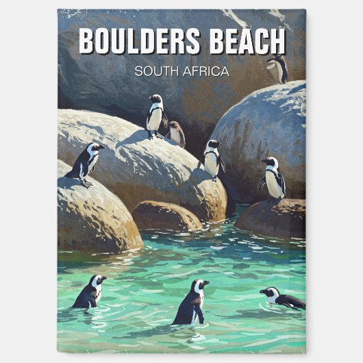 Boulders Beach Pinguins Zuid-Afrika Reizen Magneet (Voorkant)