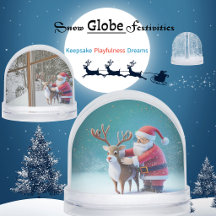 Boule à neige de Noël avec le Père Noël et Rudolf