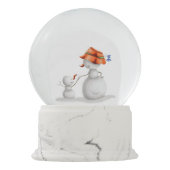 Boule À Neige Grand-mère et grand-fils Snowman tenant les mains (Dos)