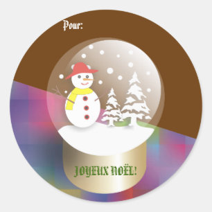 Boule a neige Sneeuw wereldbol Etiquettes cadeaux Ronde Sticker