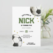 Boule d'aquarelle de soccer Invitation d'anniversa (Debout devant)