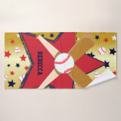 Boule de battes de baseball et or personnalisés (Serviette de bain)