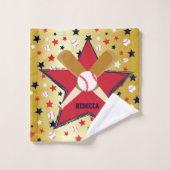 Boule de battes de baseball et or personnalisés (Gant de toilette)