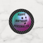 Boule de bowling personnalisée Joyeux Confetti d'a (Petit recto)