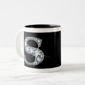 Boule de diamant "S" sur Mug noire (Devant gauche)