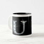 Boule de diamant "U" sur Mug Noir (Devant gauche)