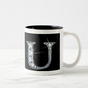 Boule de diamant "U" sur Mug Noir