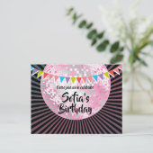 boule de disco rose invitation par carte postale (Debout devant)