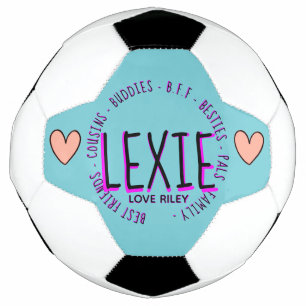 Boule de football LExie rose turquoise