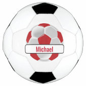 Boule de football rouge foncé et blanc avec DO-IT- (Devant)