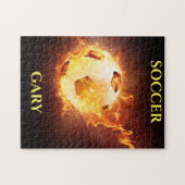Boule de football sur puzzle de feu pour les enfan (Horizontal)