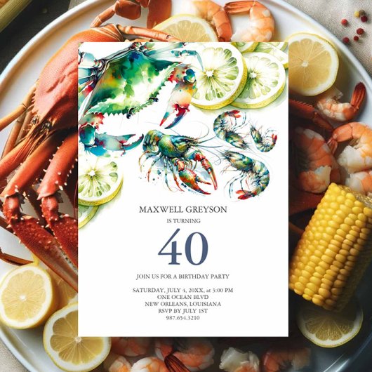 Boule de fruits de mer 40e anniversaire Invitation