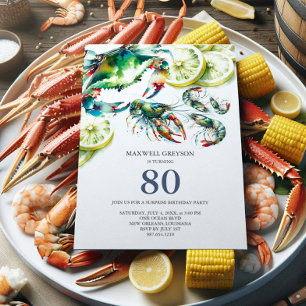 Boule de fruits de mer 80e anniversaire Invitation