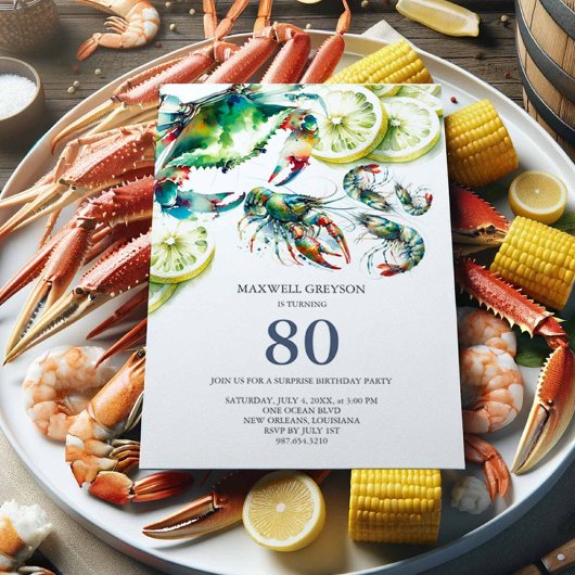 Boule de fruits de mer 80e anniversaire Invitation
