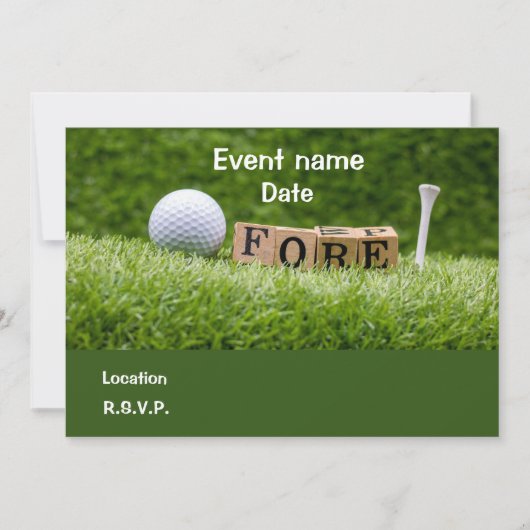 Boule de golf et tee avec bière Par Tee invitation (Devant)