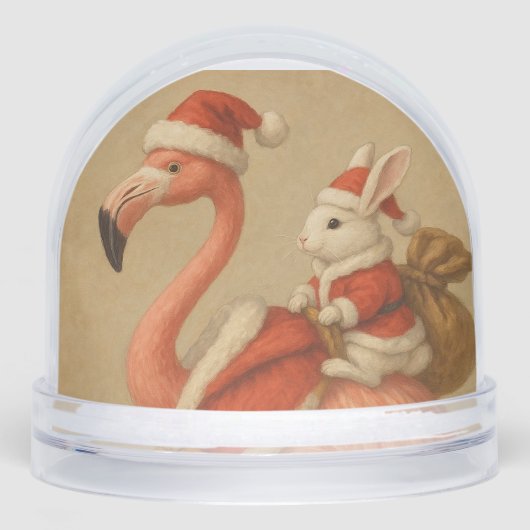 boule de neige de noël flamingo en sansta casquett (Avant)
