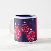 Boule de Noël à paillettes rouge/bleu mug pour fem (Devant gauche)