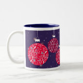 Boule de Noël à paillettes rouge/bleu mug pour fem (Gauche)