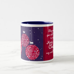 Boule de Noël à paillettes rouge/bleu mug pour fem