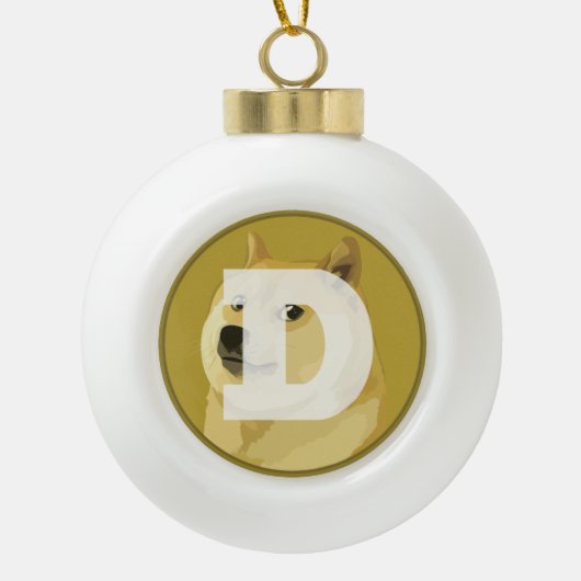 Boule de Noël en céramique Dogecoin (Devant)