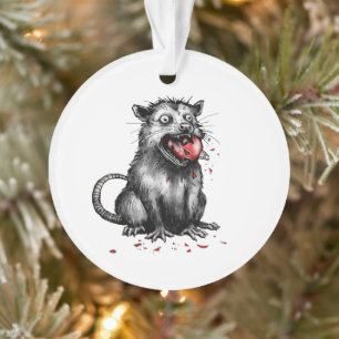 Boule de Noël Trash Opossum Edgeux mâchant du verr