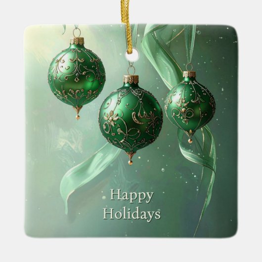 Boule de Noël verte décoration de fêtes (Devant)