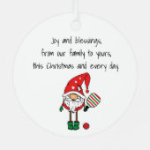 Boule de Pickleball Joyeux ornement métal de Noël (Verso)