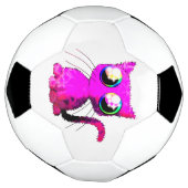 Boule de soccer avec chatte kawaii rose bouclé (Tourné)