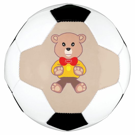 Boule de soccer beige mignonne Bowtie Teddy Bear (Devant)