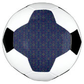 Boule de soccer géométrique bleu foncé (Tourné)