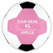 Boule de soccer rose personnalisée avec le nom de  (Devant)